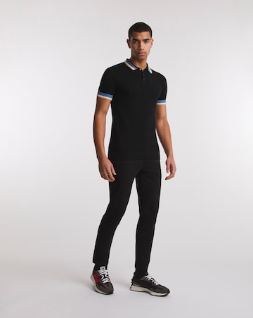 Black Knitted Tipped Polo