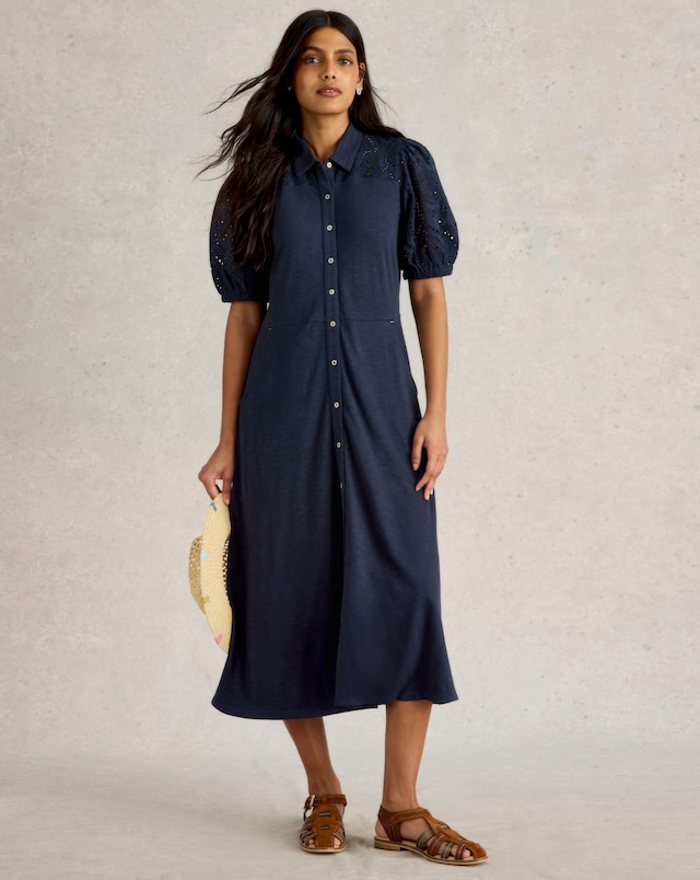 White Stuff Rua Broderie Button Down Shirt Dress