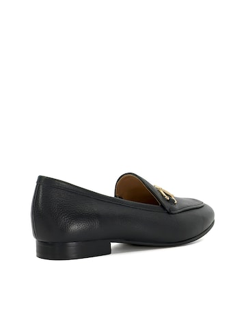 Dune Glair Leather Metal Trim Snaffle Loafers Wide Fit