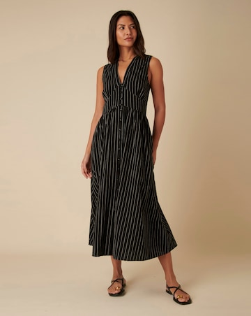 Nobody's Child Sleeveless Starlight Midaxi Dress Black Ticking Stripe