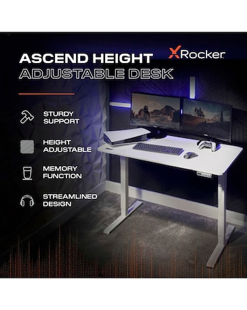 X Rocker Ascend Height Adjustable Desk White