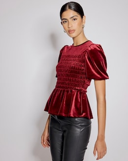 Nobody's Child Velvet Puff Sleeve Top