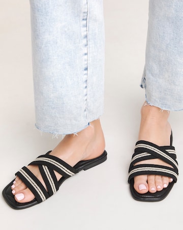 Simply Be Mabel Crossover Strap Flat Mule Sandals - Wide Fit (E)