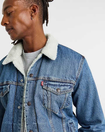Levi's Sherpa Denim Trucker Jacket - Medium Blue