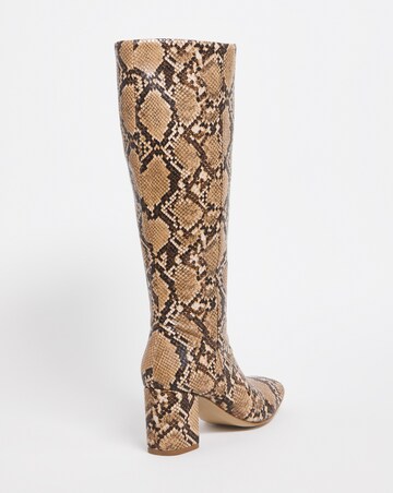 Block Heel High Leg Boot E Fit Curvy Calf