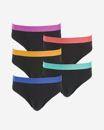 5 Pack Contrast Waistband Briefs