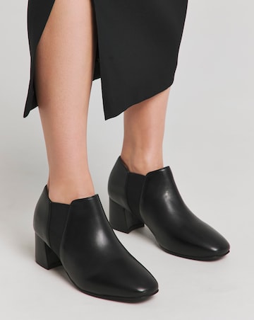 Heavenly Soles Colette Leather Mid Block Heel Shoe Boots - Wide Fit (E)