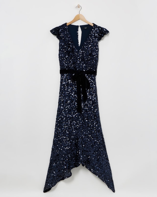joanna hope sequin maxi dress Joanna Hope Sequin Wrap Maxi Bridal Dress, Champagne
