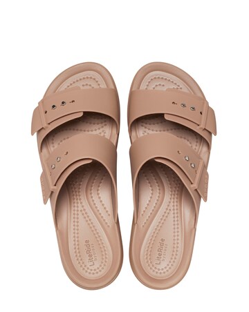 Crocs Latte Brooklyn Low Wedge Slider Sandals