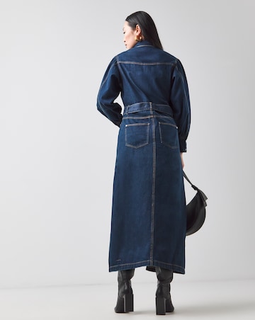 Indigo Denim Maxi Shirt Dress