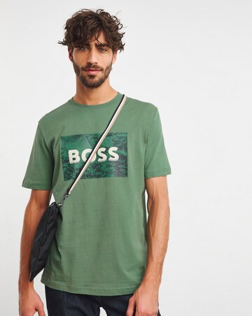 BOSS Short Sleeve Green Large Graphic Logo T-Shirt