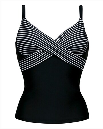 Figleaves Tailor Underwired Twist Front Stripe Tummy Tankini Top