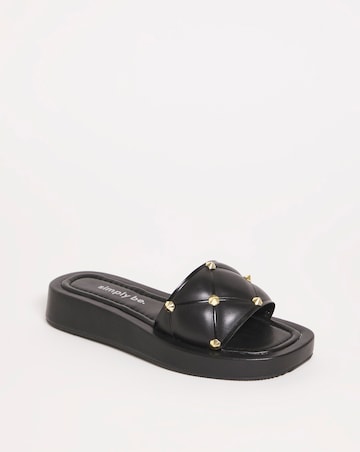 Simply Be Belle Quilted Studded Mule Sandals - Wide Fit (E)