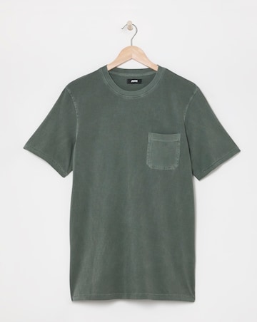 Garment Dyed Pocket T-Shirt Long Length- Dark Green