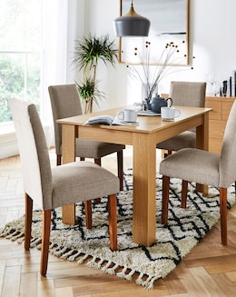 Dakota Small Dining Table with 4 Ava Fabric Chairs