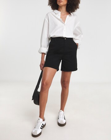 Black Stretch Turn Up Chino Shorts