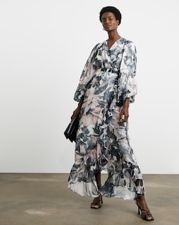 Joanna Hope Maxi Wrap Dress With Ruffles