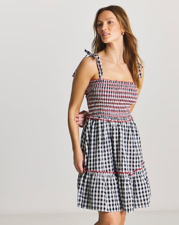 Gingham Cotton Mini Beach Dress