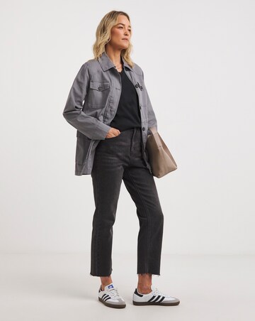 Washed Grey Stretch Utility Jacket