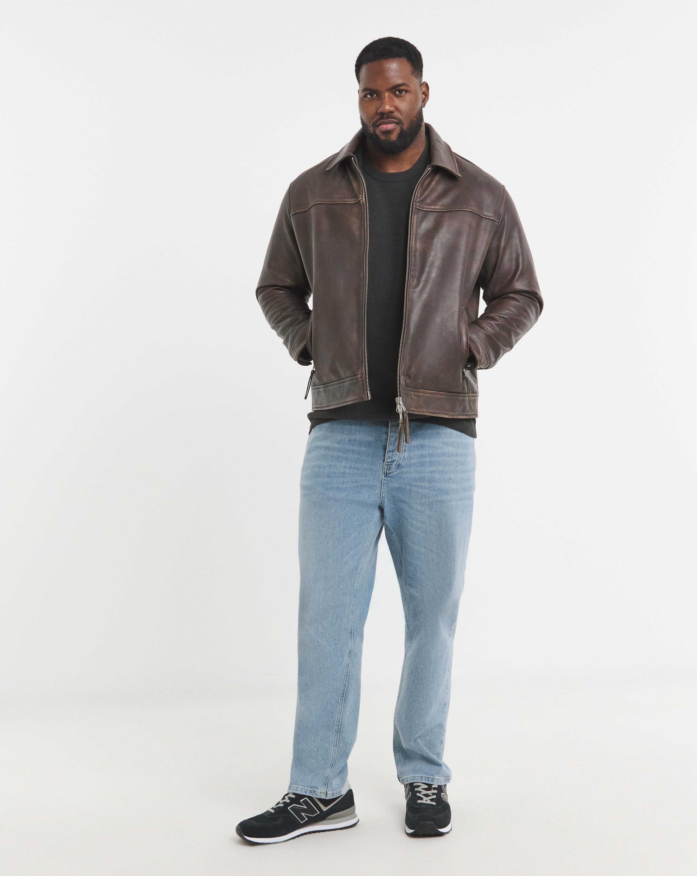 ジャケット・アウター   Jeans Leather Jacket Jack & Jones Premium 100% Leather Jacket - Brown | JD Williams