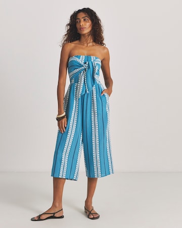 Jacquard Wrap Front Culotte Beach Jumpsuit
