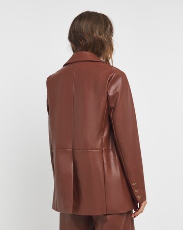 Faux Leather Single Breasted Blazer