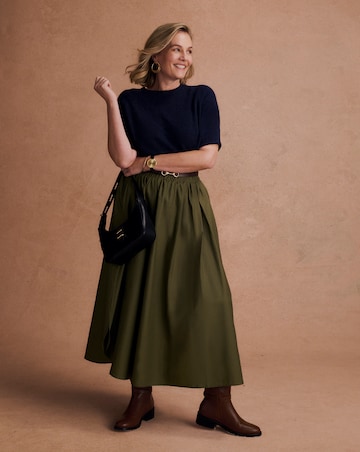 Olive Pure Cotton Pull On Maxi Skirt