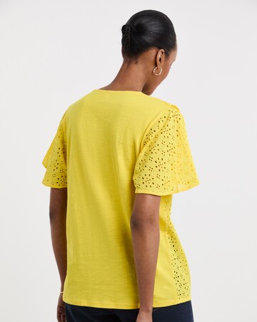 Pure Cotton Broderie Frill Jersey Back Top