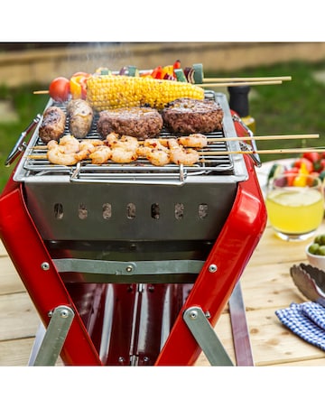 George Foreman Portable Red Briefcase Charcoal BBQ