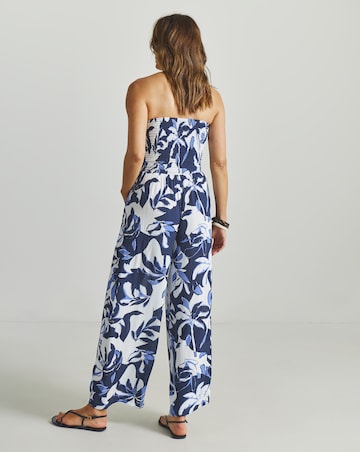 Beach To Beach Shirred Bandeau Beach Jumpsuit