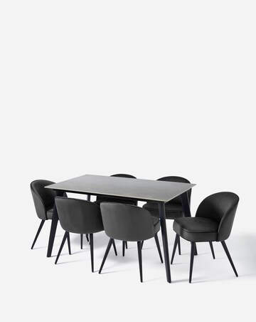 Hale Dining Table with 6 Emilie Velvet Chairs