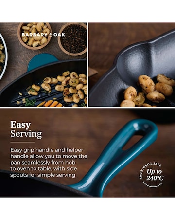 Barbary & Oak Nattura 26cm Cast Iron Grill Pan Teal