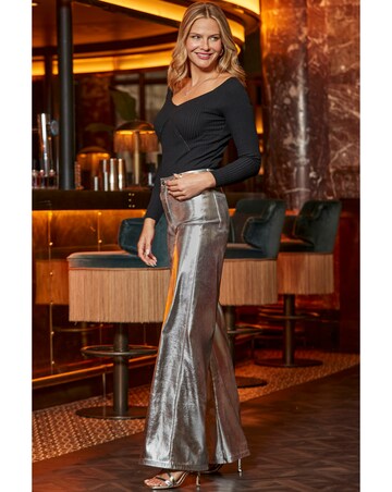 Sosandar Faux Leather Palazzo Trouser