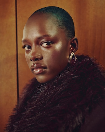 Mango Dark Red Leather Effect Coat