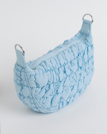 Blue Nylon Popcorn Quilt Crossbody Bag