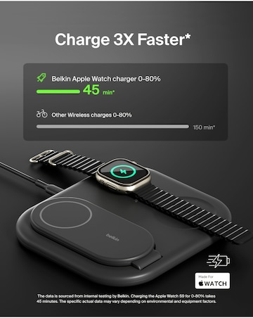 Belkin BoostCharge 3-in-1 Foldable Wireless Charger for Apple Devices - Black