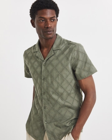 Pointelle Jacquard Revere Collar Shirt