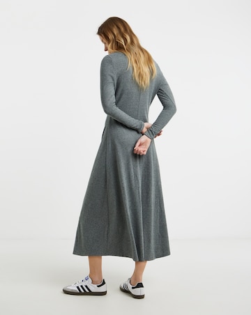 Zip Front Ruched Long Sleeve Dress