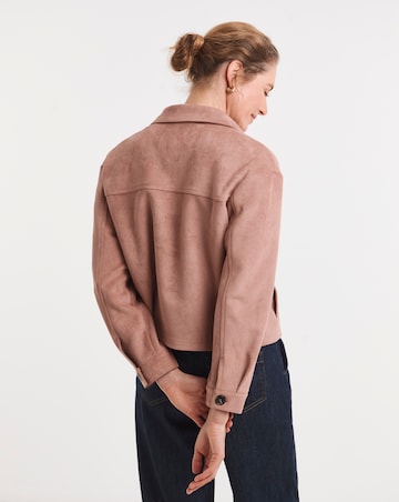 Blush Suedette Trucker Jacket