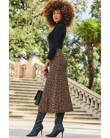 Sosandar Animal Print Two Part Knitted Midi Dress