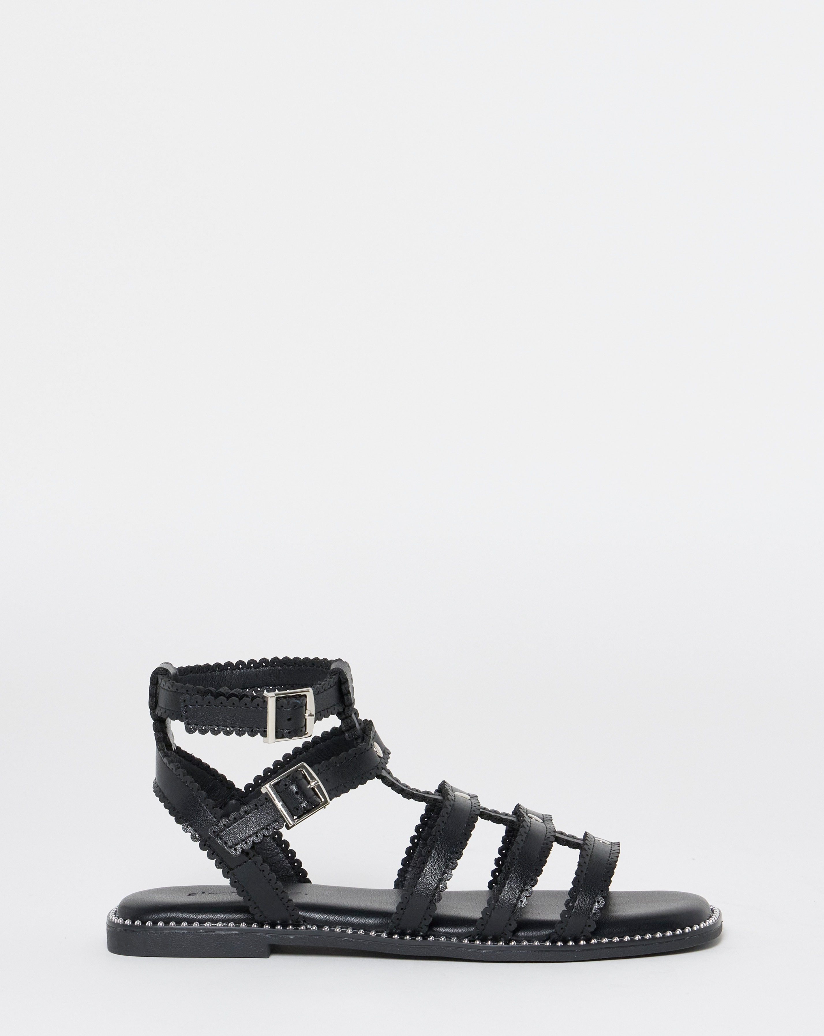 Zaire Scallop Edge Gladiator Flat Sandals - Wide Fit (E) | JD Williams