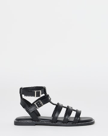 Zaire Scallop Edge Gladiator Flat Sandals - Wide Fit (E)