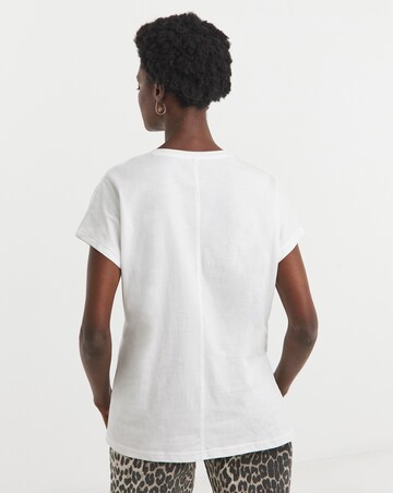 Pure Cotton White Basic V-Neck Short Sleeve T-Shirt
