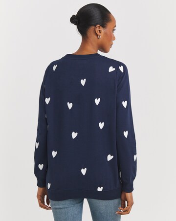 Navy Embroidered Heart Sweatshirt