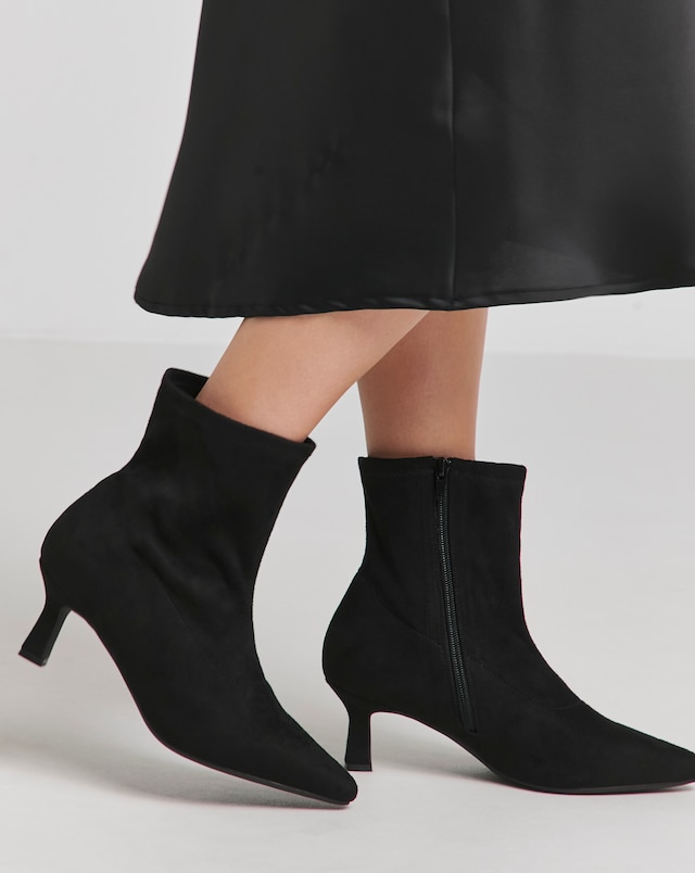 Ally Kitten Heel Sock Boot - Wide Fit (E)