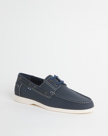 Leather Look Boat Shoe Wide Fit