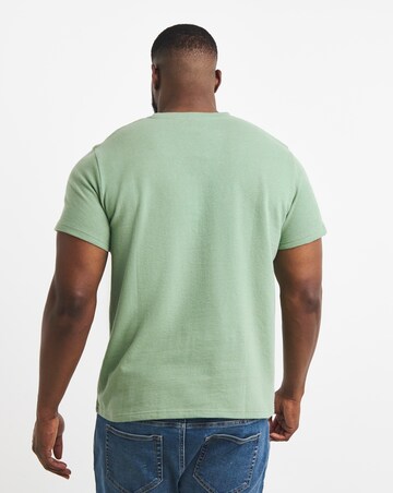 Textured Crew Neck T-Shirt-Khaki
