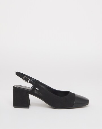 Heavenly Soles Tegan Low Block Heel Slingback Shoes - Wide Fit (E)