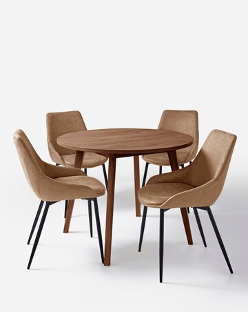 Oslo Round Dining Table with 4 Etta Faux Leather Chairs
