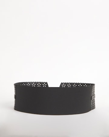 Black Cut Out Detail Waist Corset Belt